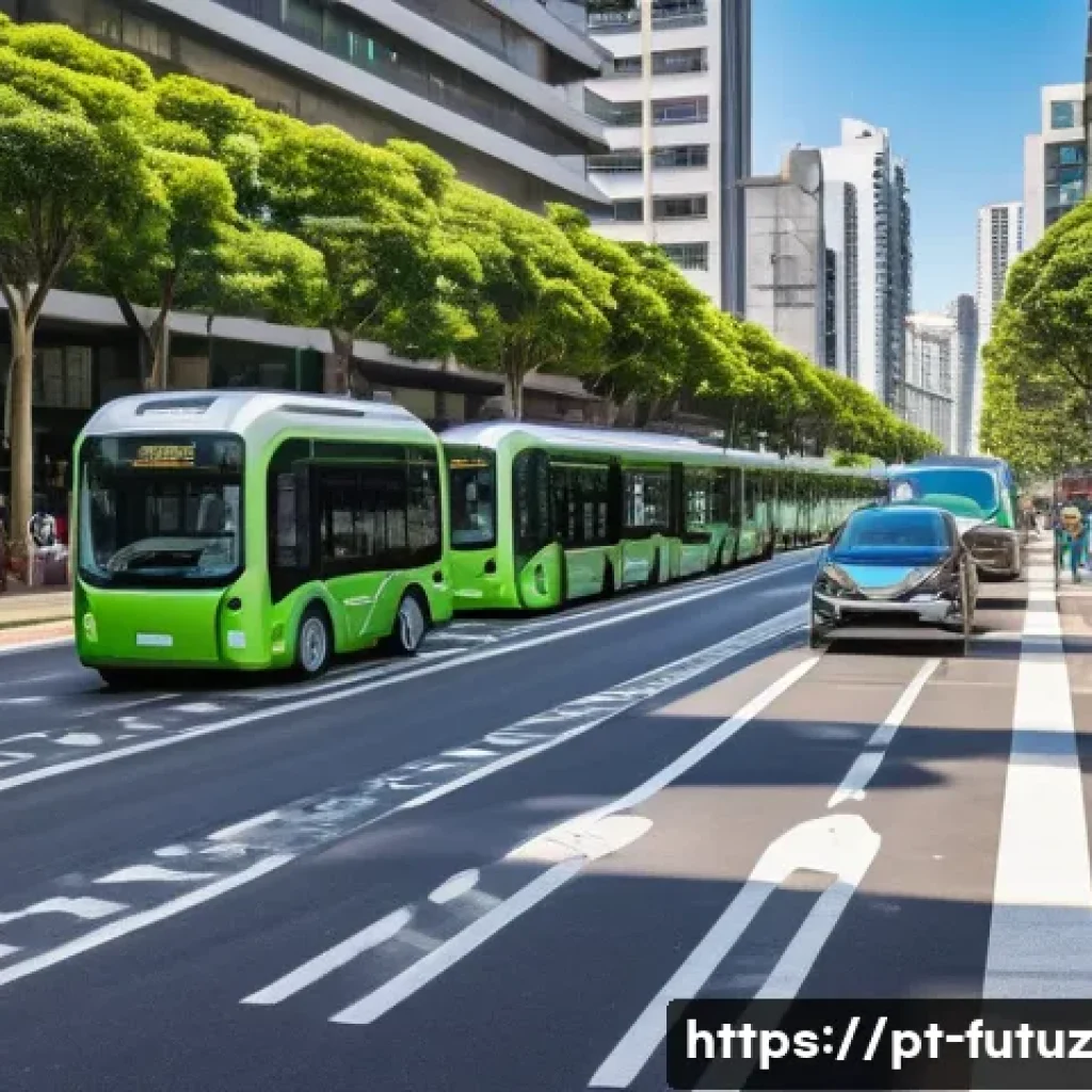 교통 혁신을 위한 정책 및 규제 변화 - A vibrant urban street scene in São Paulo, Brazil, showcasing a variety of electric vehicles includi...
