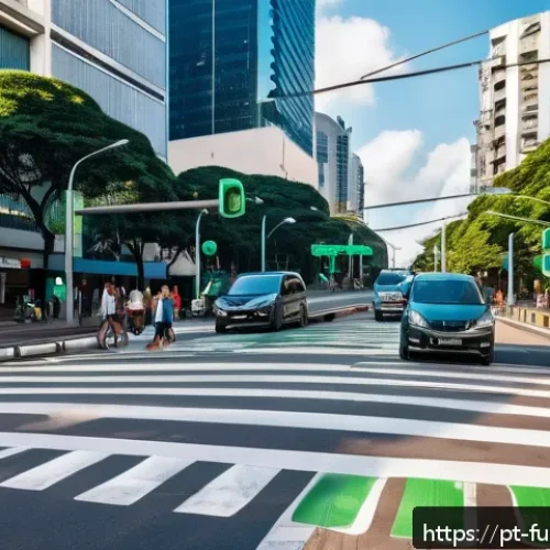 Home 31 스마트 교통 신호 시스템의 발전 - A modern urban intersection in São Paulo during daytime, showcasing adaptive traffic lights with sma...